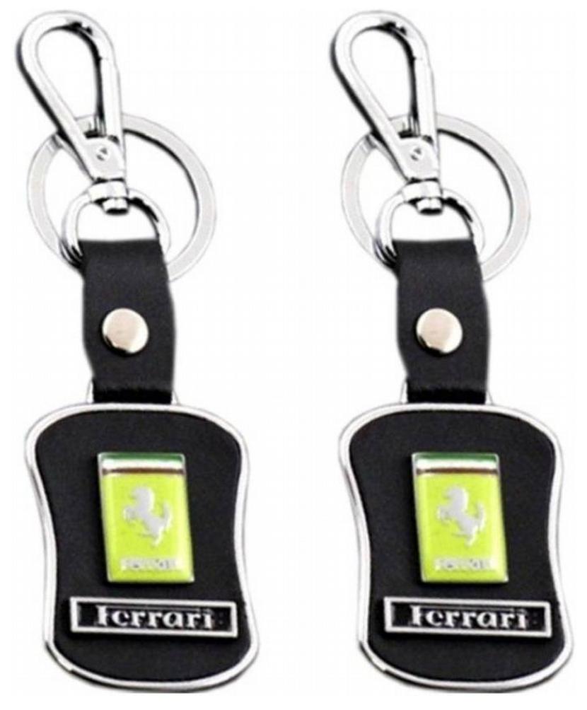 Ferrari Leather Metal Locking Key Chain (Black)
